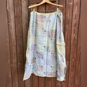 Vintage Crunchy Granola Patchwork Ditsy Floral Patchwork Maxi Skirt